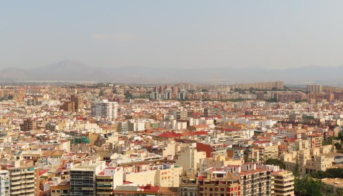 Paisaje aéreo de la ciudad de Murcia, España