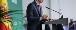 El presidente del Gobierno, Pedro Sánchez, durante la presentación del PSPC.